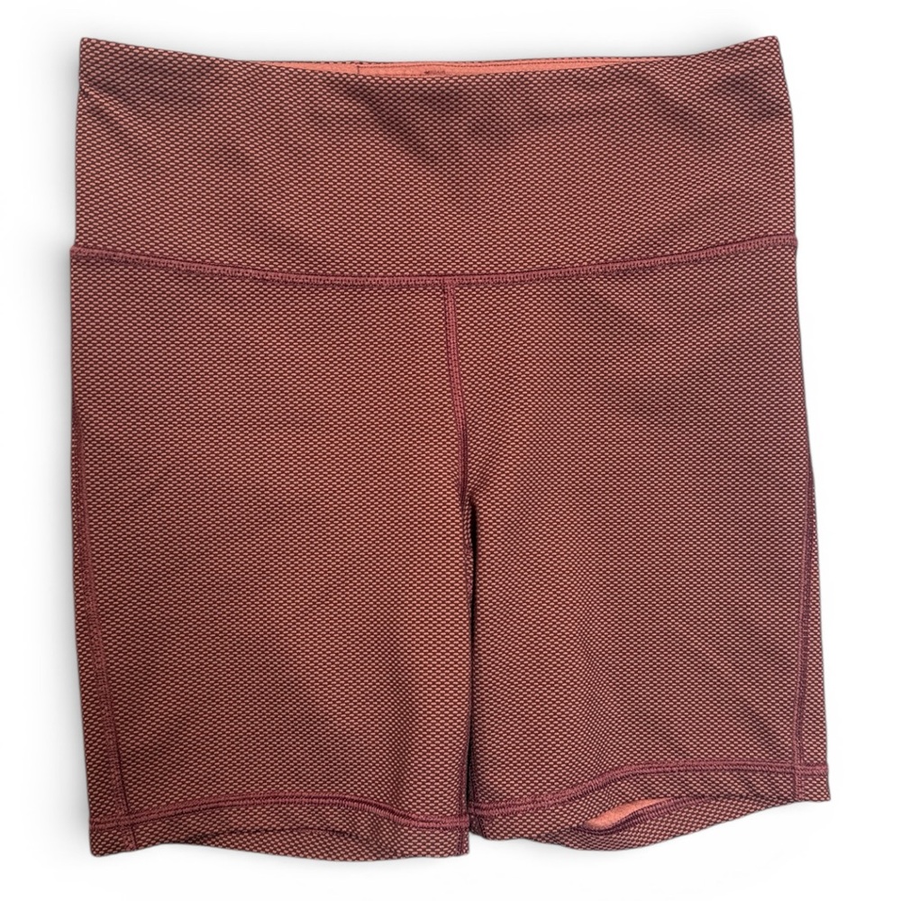 GapFit High-Rise Bike Shorts Burgundy Textured Stretch Women’s‎ S Athleisure